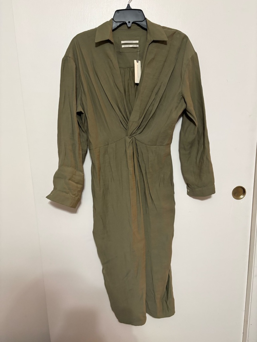 Anthropologie Olive Twist-Front Midi Dress - Picture 3 of 11